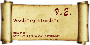 Vozáry Elemér névjegykártya