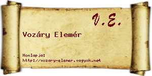 Vozáry Elemér névjegykártya